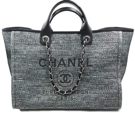 black canvas tote chanel|chanel large shopping tote.